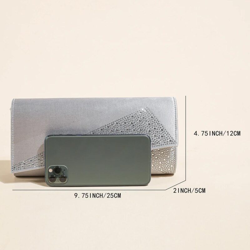 Women's Satin Rhinestone Evening Clutch Purse - Sparkle Glitter Handbag for Weddings & Parties - Image 6