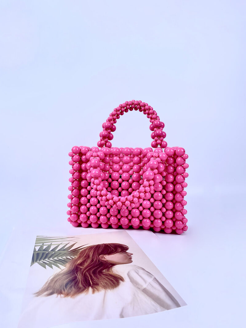 Handmade French Acrylic Pearl Beaded Tote Bag - Elegant and Sweet Women’s Handbag - Image 6