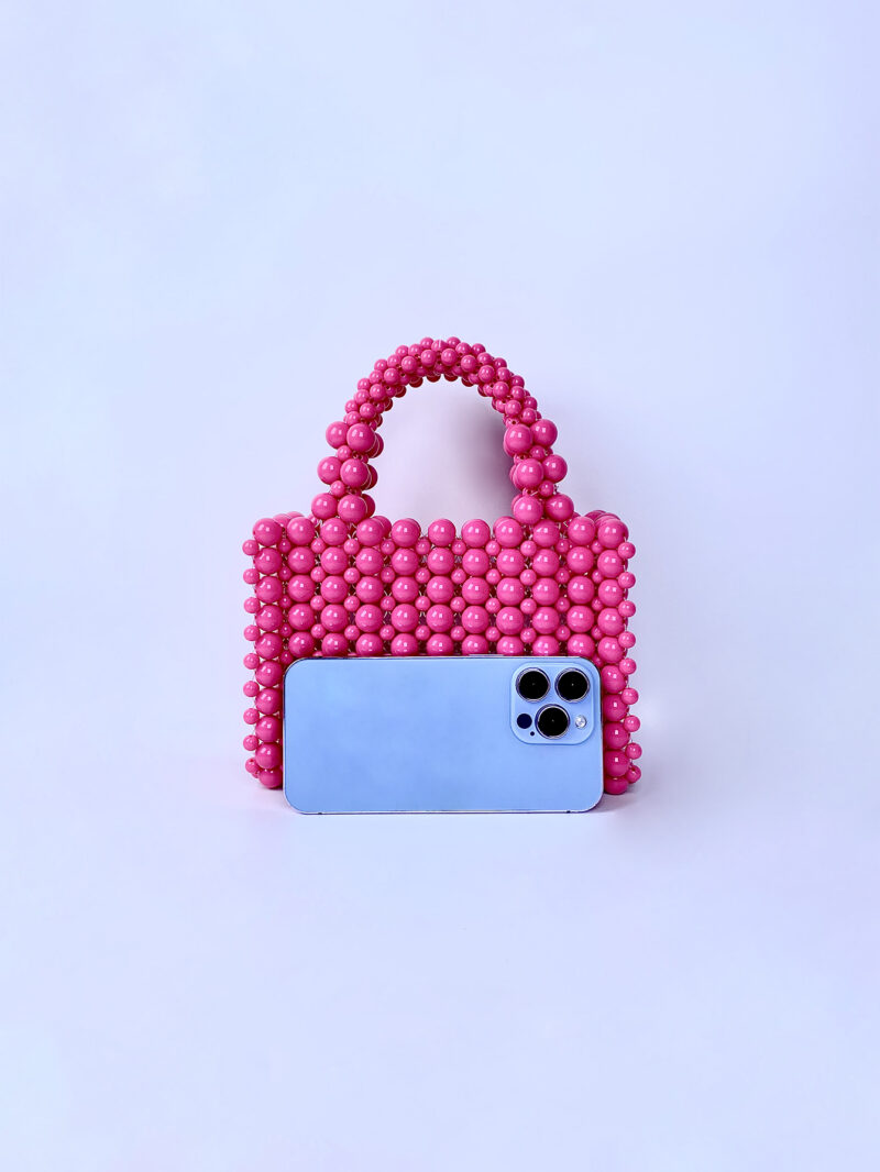 Handmade French Acrylic Pearl Beaded Tote Bag - Elegant and Sweet Women’s Handbag - Image 3