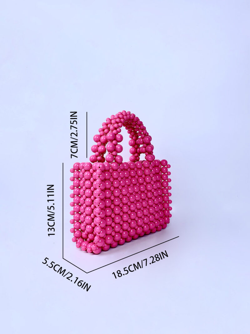 Handmade French Acrylic Pearl Beaded Tote Bag - Elegant and Sweet Women’s Handbag - Image 7