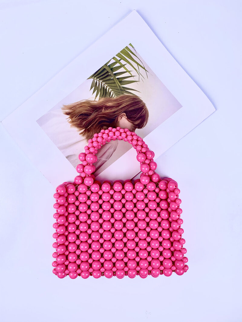 Handmade French Acrylic Pearl Beaded Tote Bag - Elegant and Sweet Women’s Handbag - Image 5