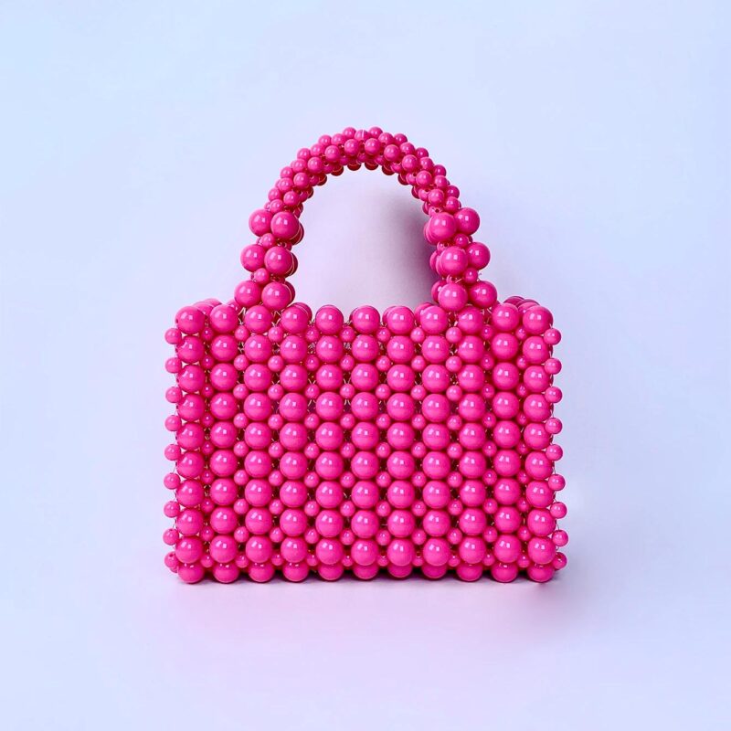 Handmade French Acrylic Pearl Beaded Tote Bag - Elegant and Sweet Women’s Handbag