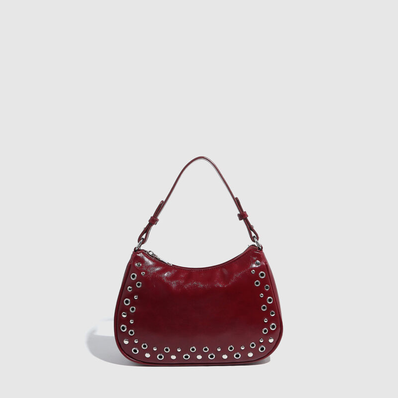 Women’s Rivet PU Leather Bucket Shoulder Bag – Y2K Retro Large Capacity Handbag - Image 6