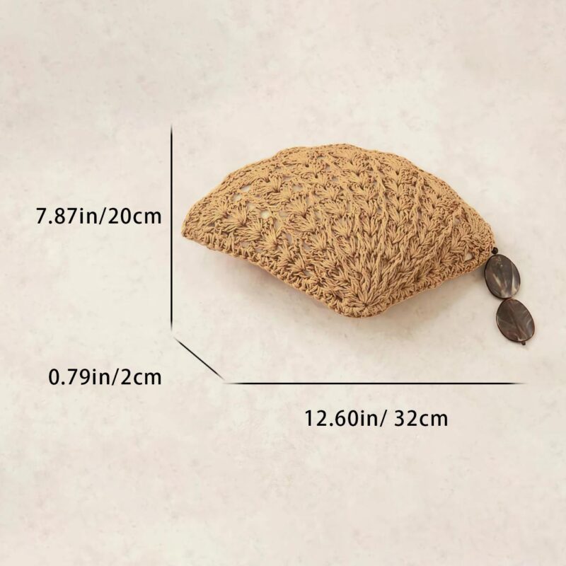 Seashell Shaped Handwoven Straw Party Bag with Acrylic Pendants - Image 5