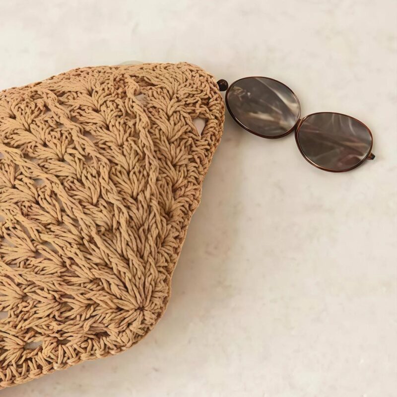 Seashell Shaped Handwoven Straw Party Bag with Acrylic Pendants - Image 4