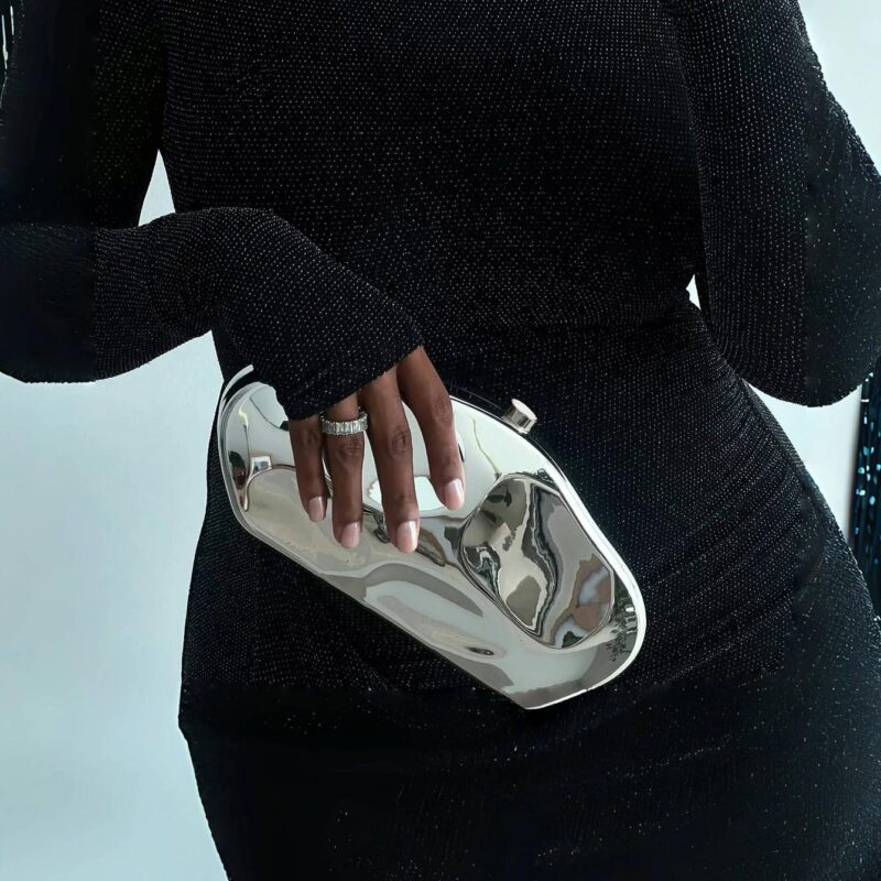 Elegant Acrylic Stone Clutch – Unique Party & Wedding Shoulder Bag - Image 3