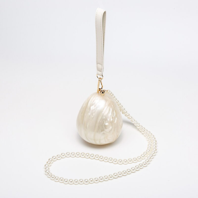 Elegant Pearl Beaded Evening Clutch Bag - Luxury Acrylic Purse for Weddings & Parties