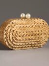 Women Acrylic Egg Cane Rattan Clutch Bag – Designer Summer Beach Party Purse