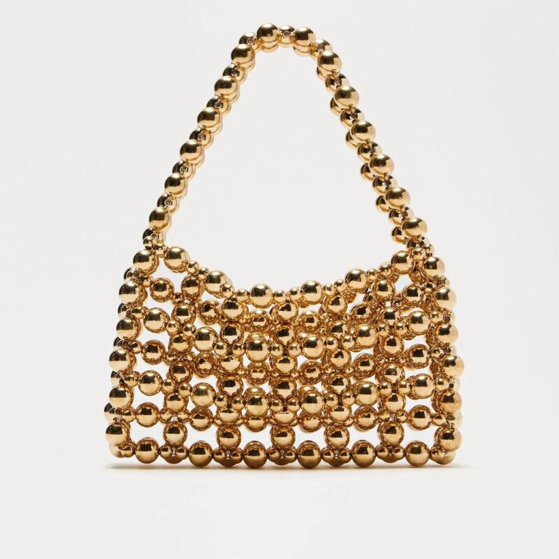 Elegant Gold-Beaded Acrylic Clutch for Weddings & Festive Parties - Image 4