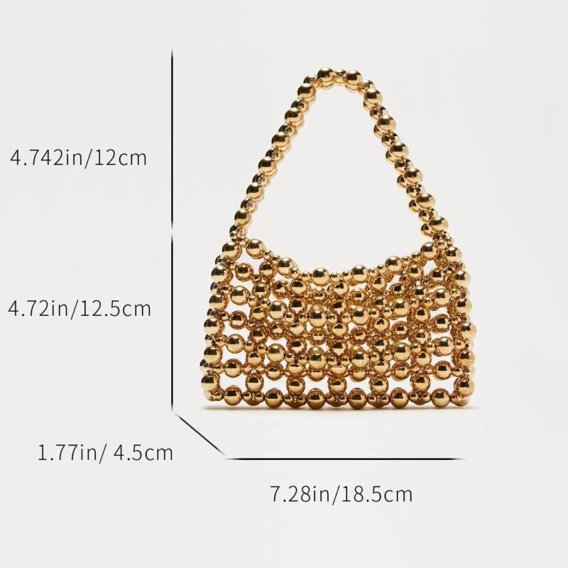 Elegant Gold-Beaded Acrylic Clutch for Weddings & Festive Parties - Image 5