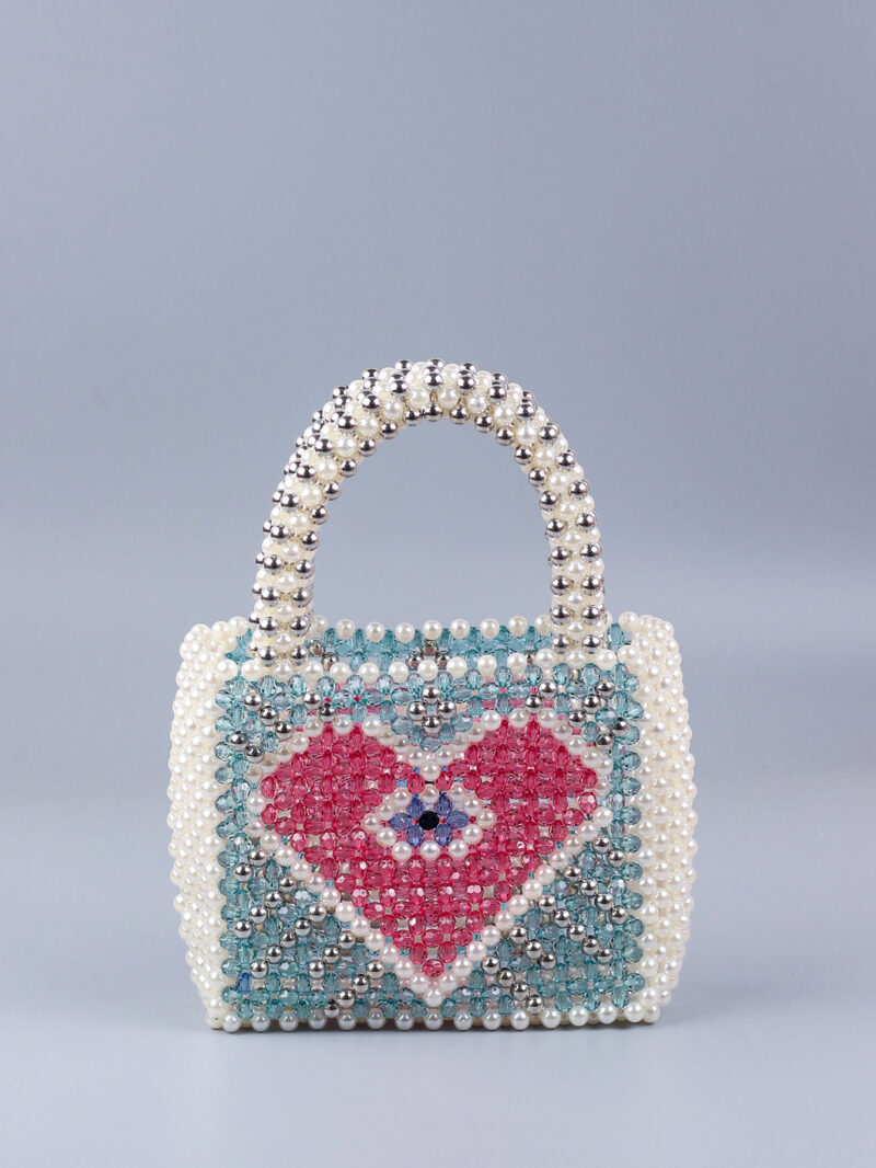 Colorful Pearl Beaded Woven Tote - Image 2