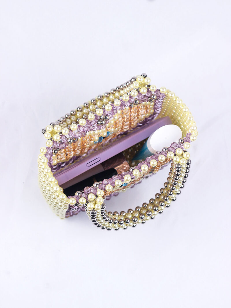 Colorful Pearl Beaded Woven Tote - Image 7