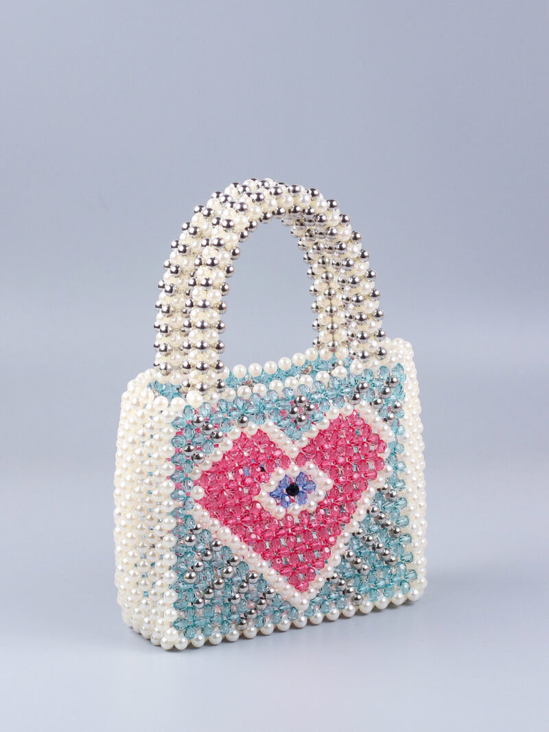 Colorful Pearl Beaded Woven Tote - Image 3