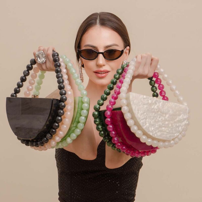 Luxury Acrylic Egg Shell Clutch Bag - Image 3