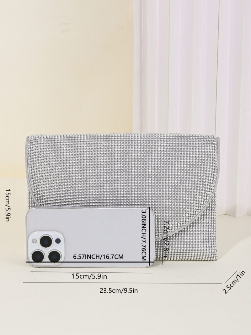 Elegant Chain Mail Evening Clutch Purse with Detachable Chain for Women - Image 4