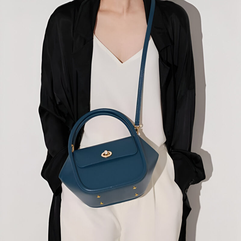 Women's Winter Wool Handbag with Leather Flap, Evening Purse and Shoulder Bag - Image 5