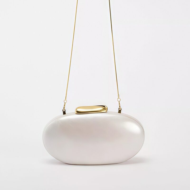 Elegant Ivory Pearl Egg Shape Acrylic Clutch Bag for Weddings & Evening Parties - Image 3