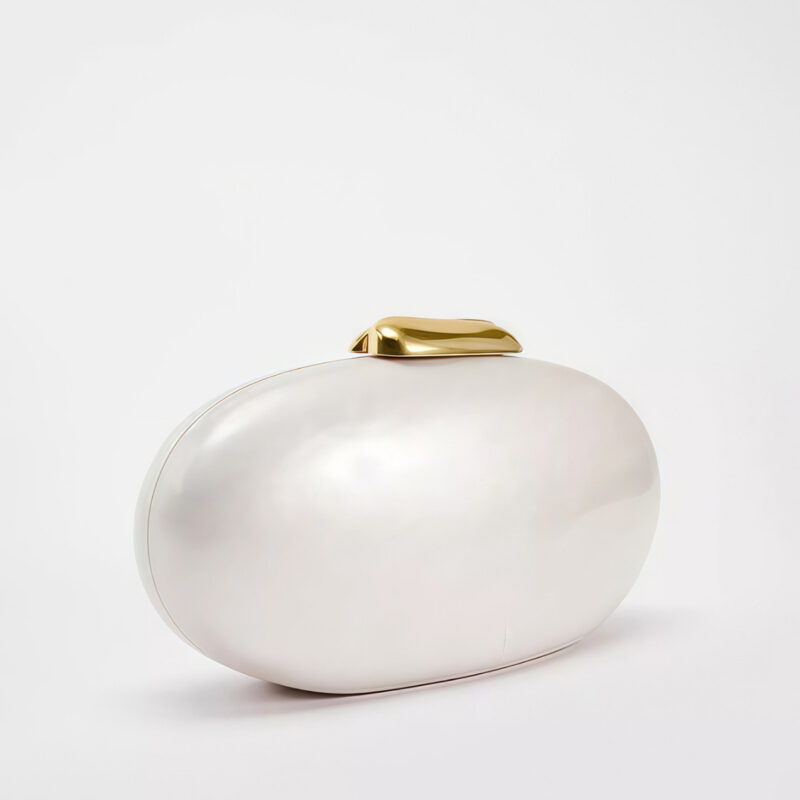 Elegant Ivory Pearl Egg Shape Acrylic Clutch Bag for Weddings & Evening Parties - Image 4