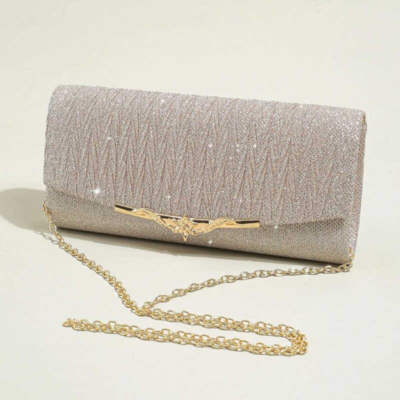 Glitter Evening Clutch Purse for Women – Detachable Chain Handbag for Weddings & Parties