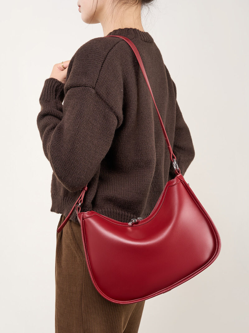 Luxury Genuine Leather Crescent Shoulder Bag for Women - Image 2