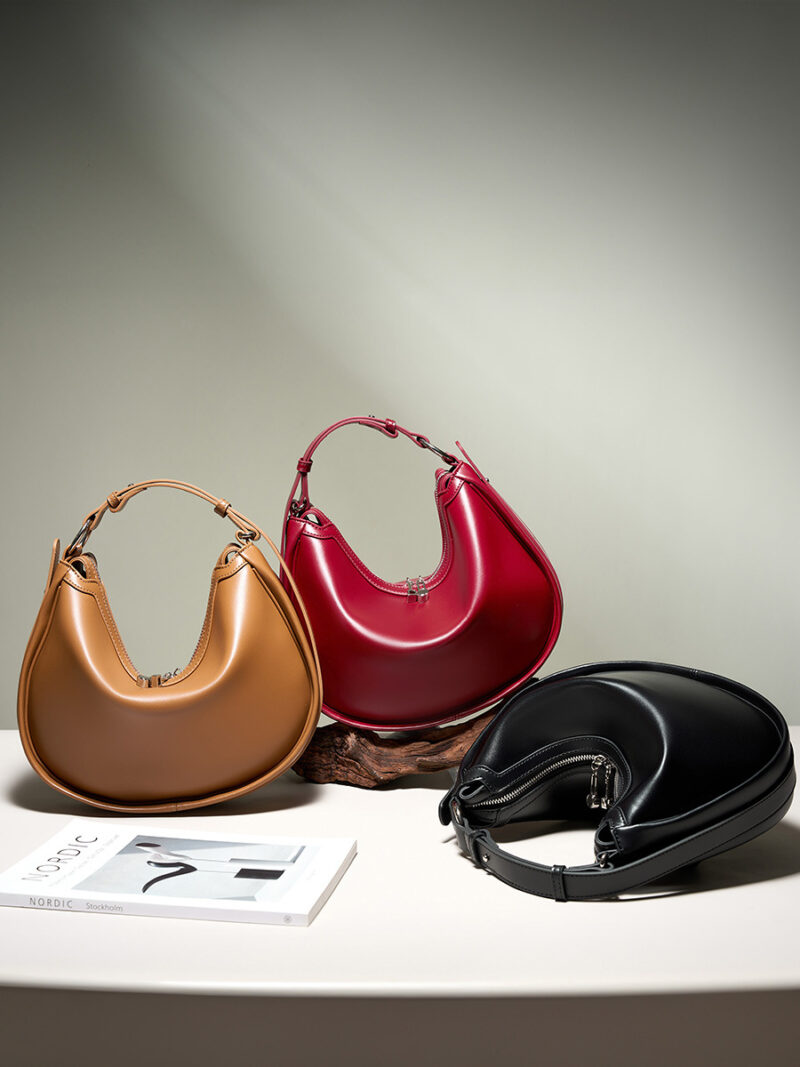 Luxury Genuine Leather Crescent Shoulder Bag for Women - Image 5