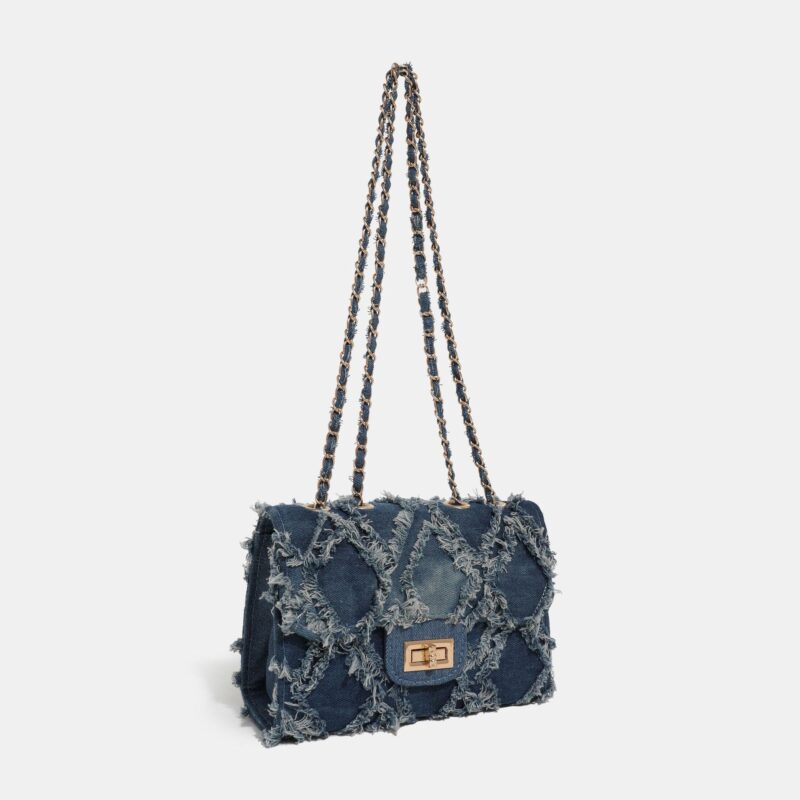 Trendy Denim Tweed Crossbody Bag - Image 4