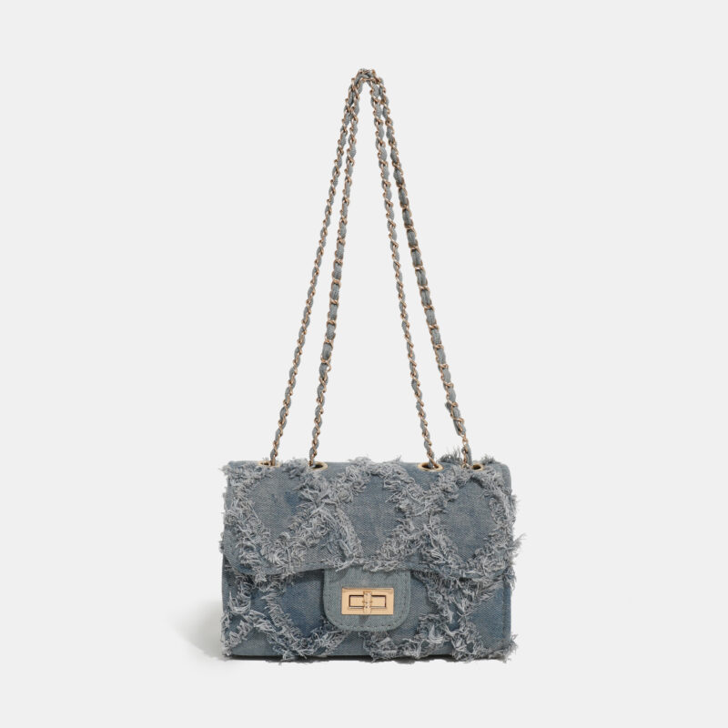 Trendy Denim Tweed Crossbody Bag - Image 6