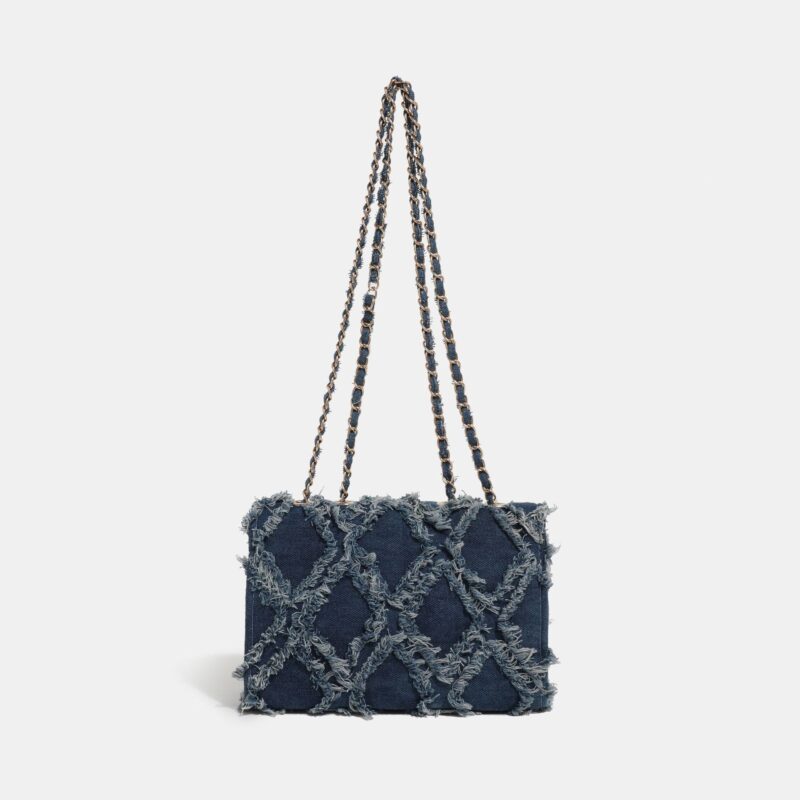 Trendy Denim Tweed Crossbody Bag - Image 5