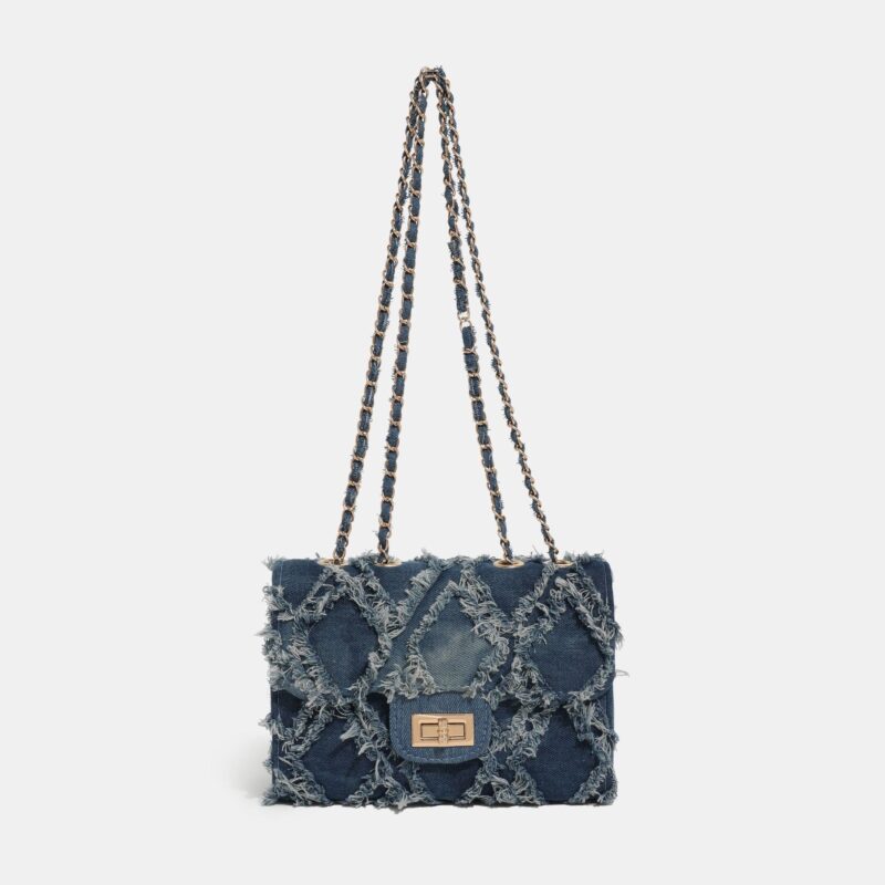 Trendy Denim Tweed Crossbody Bag - Image 3
