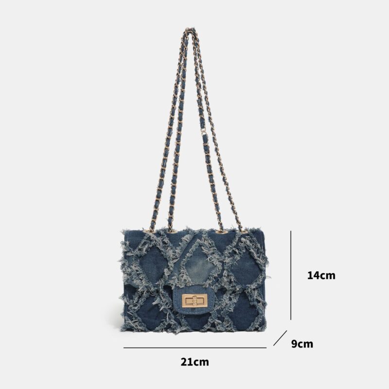 Trendy Denim Tweed Crossbody Bag - Image 7