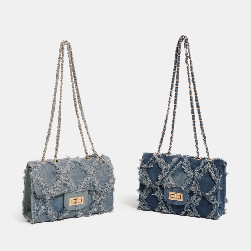 Trendy Denim Tweed Crossbody Bag