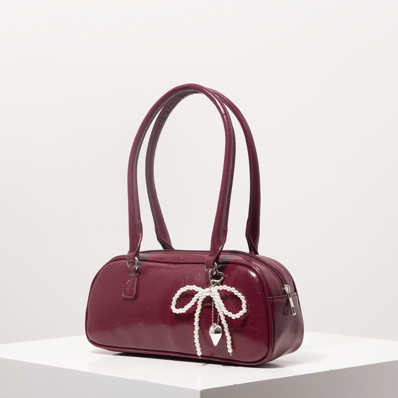 Elegant Burgundy PU Shoulder Tote Bag - Image 2