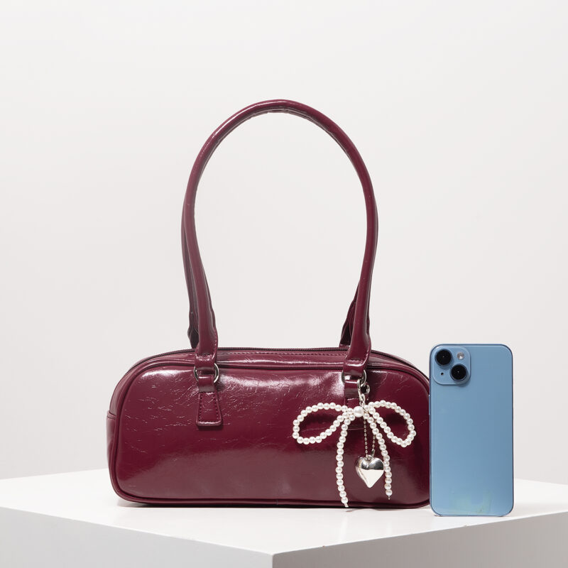 Elegant Burgundy PU Shoulder Tote Bag - Image 4