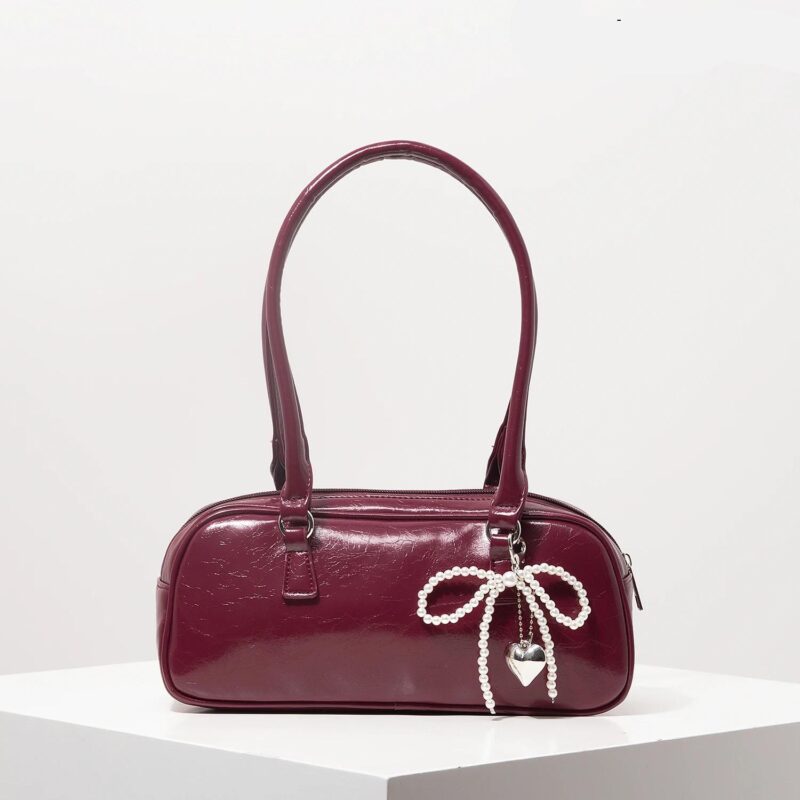 Elegant Burgundy PU Shoulder Tote Bag