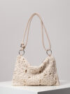 Boho Hollow Knit Shoulder Tote – Woven Beach Bag for Women