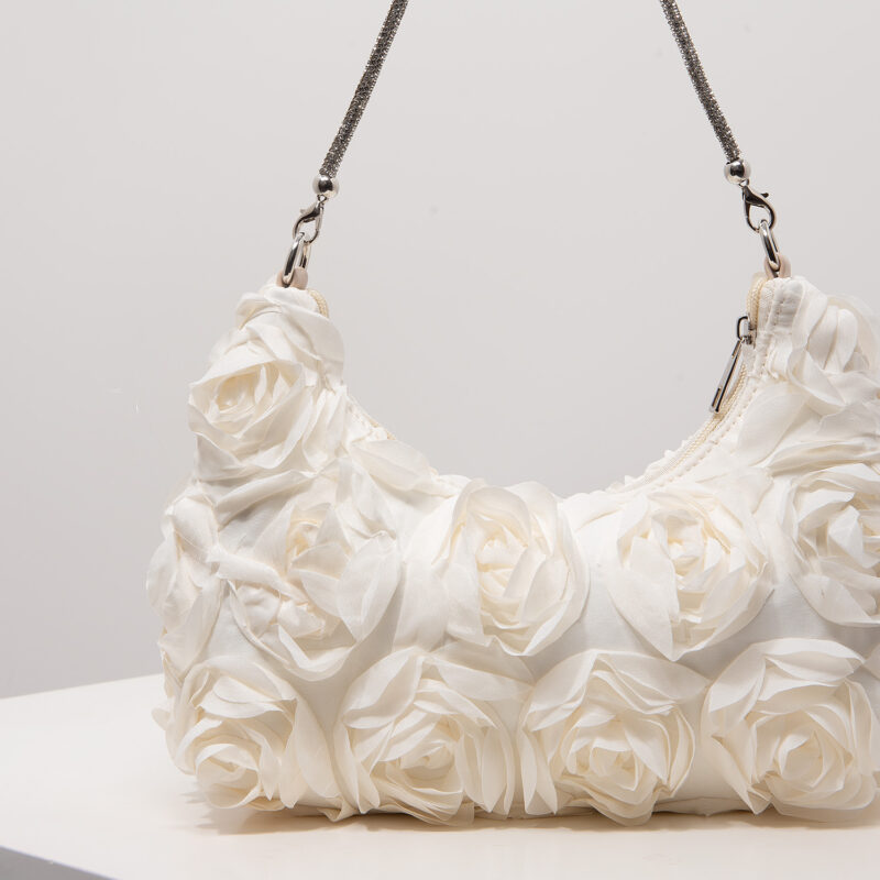 Elegant Rose Sequin Shoulder Bag for Women – Party & Wedding Floral Handbag - Image 4