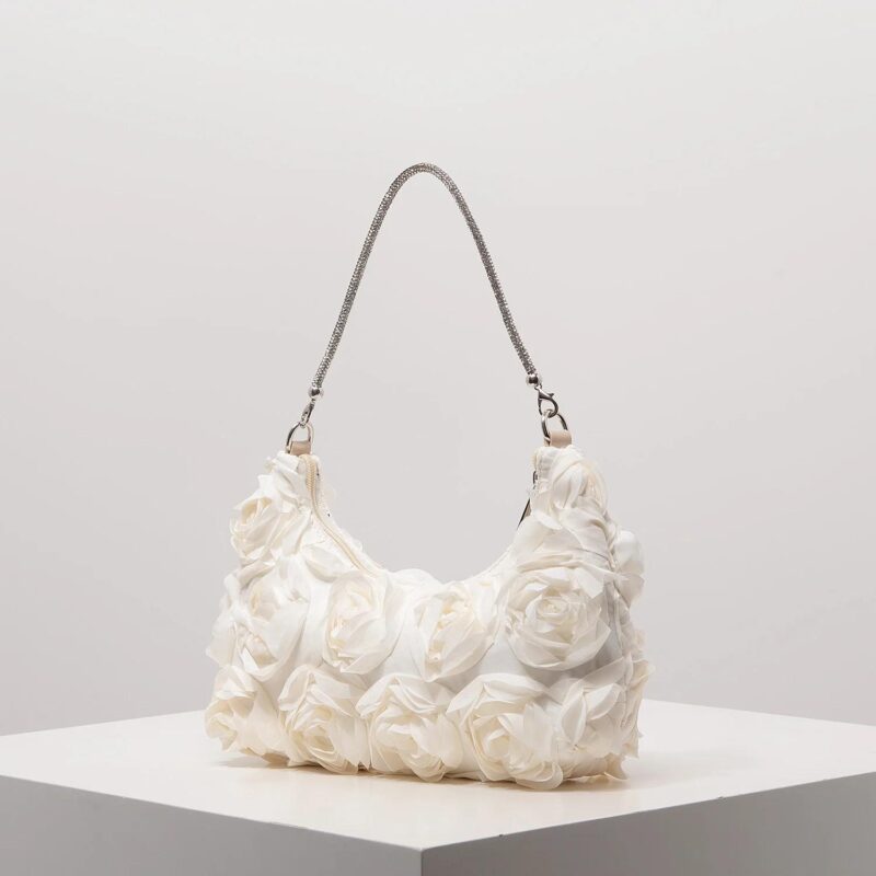 Elegant Rose Sequin Shoulder Bag for Women – Party & Wedding Floral Handbag