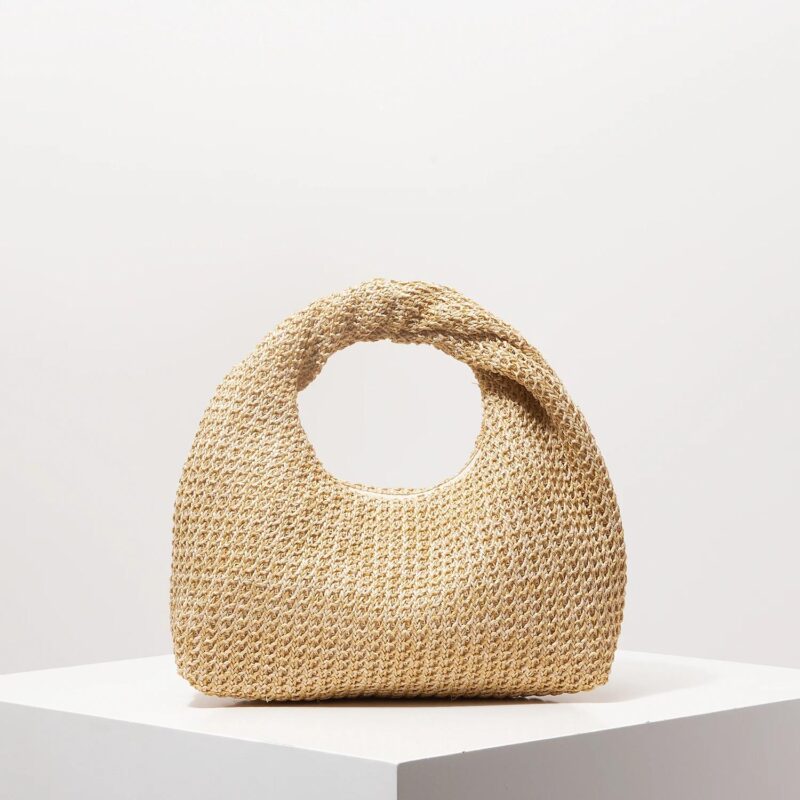Fashionable Pleated Straw Beach Bag for Women