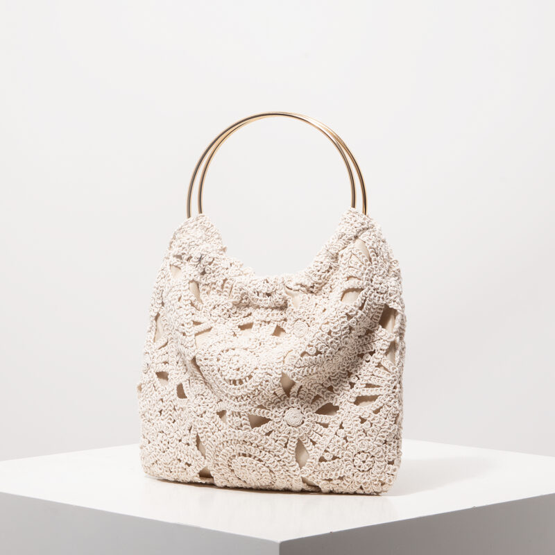 Boho Hollow Woven Crochet Beach Bag - Image 3