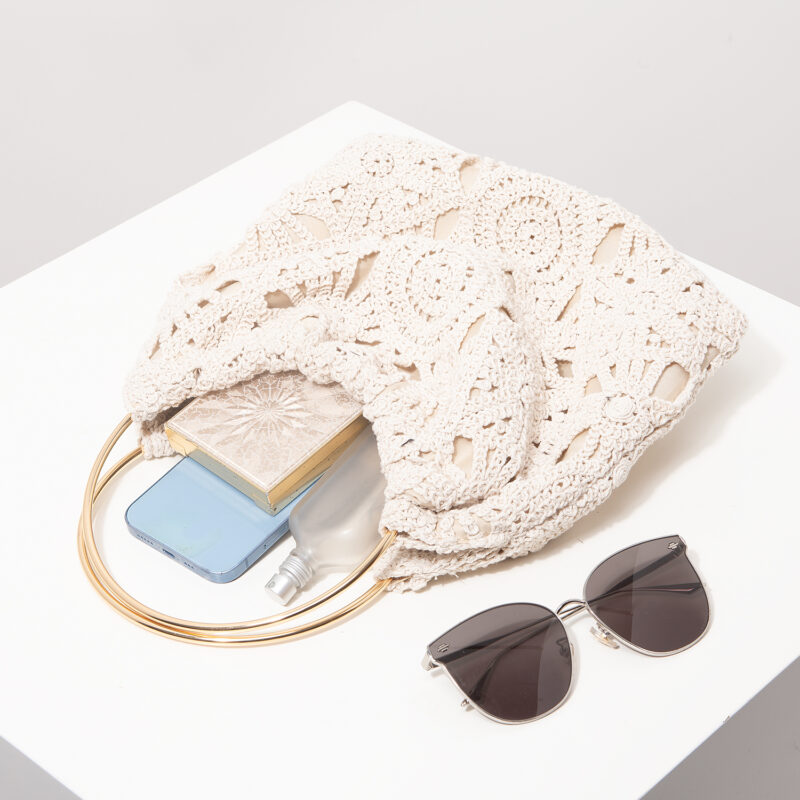 Boho Hollow Woven Crochet Beach Bag - Image 2