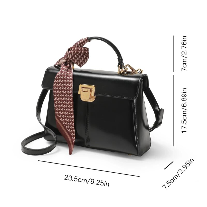 Luxury Leather Crossbody Shoulder Bag for Women with Scarf Accent - Image 6