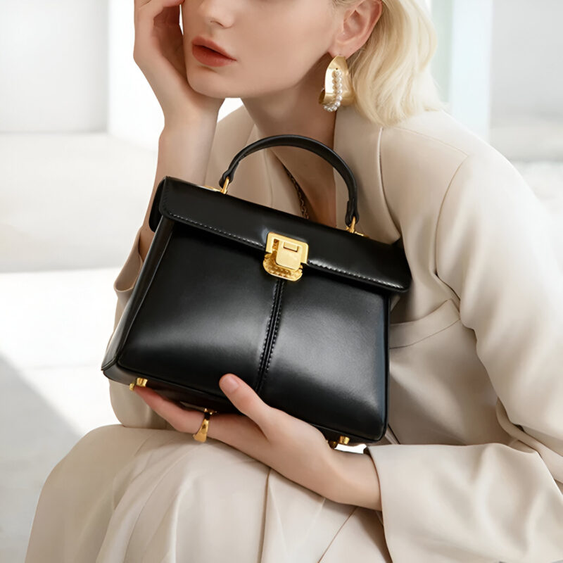 Luxury Leather Crossbody Shoulder Bag for Women with Scarf Accent - Image 2