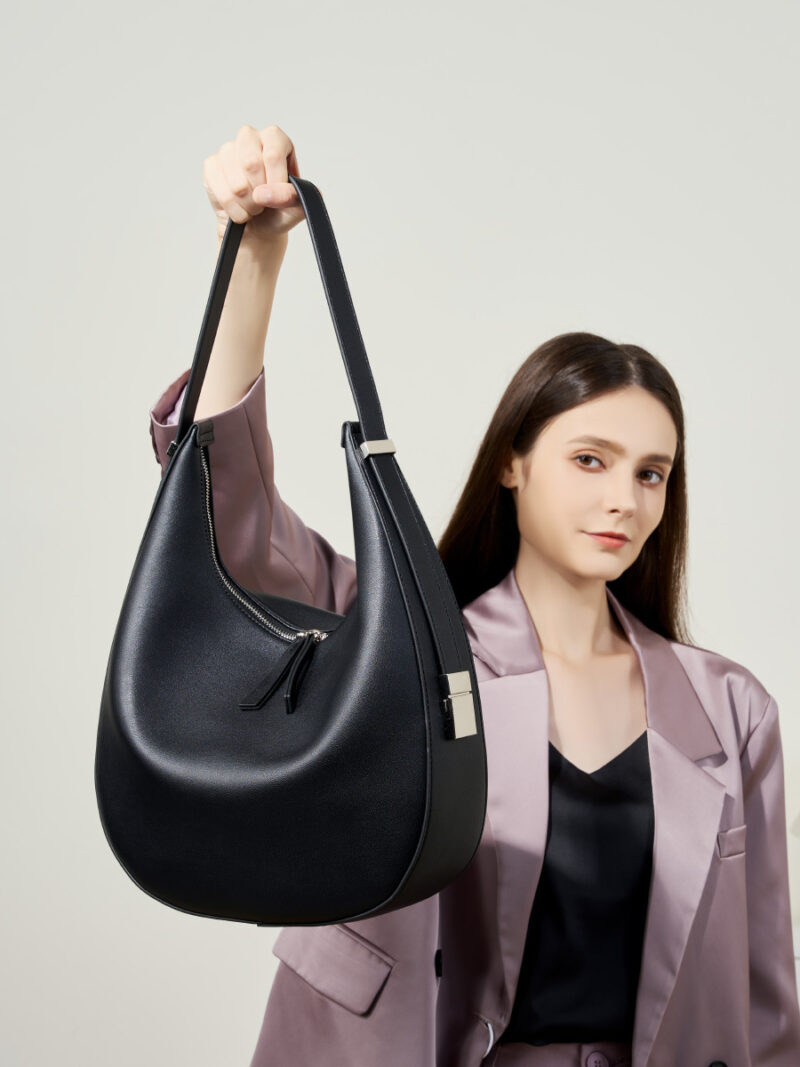 Genuine Leather Women's Shoulder & Crossbody Bucket Bag - Image 2