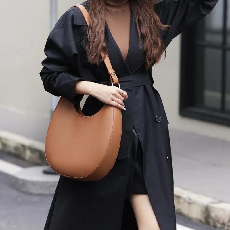 Genuine Leather Half Moon Shoulder Bag for Women – Chic & Versatile - Image 2