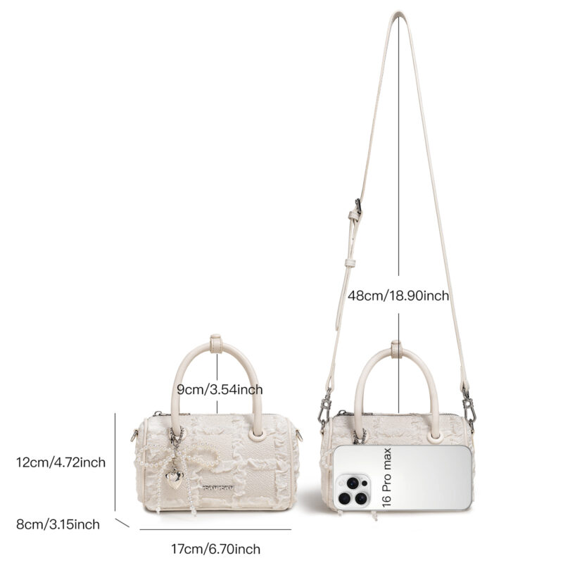 Chic Mini Boston Bowling Handbag with Adjustable Strap – Cute Holiday Purse - Image 7