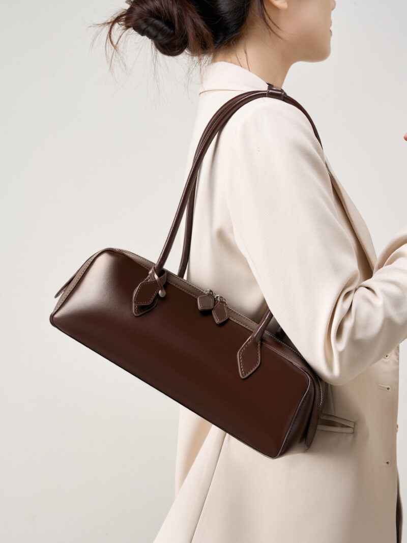 Luxury Genuine Leather Women's Shoulder Baguette Bag - Soft Cowhide Handbag - Image 3