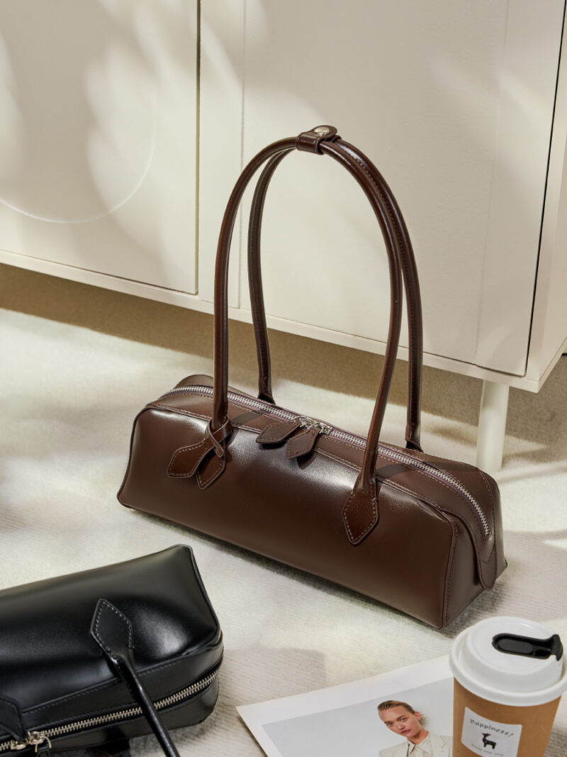 Luxury Genuine Leather Women's Shoulder Baguette Bag - Soft Cowhide Handbag - Image 6