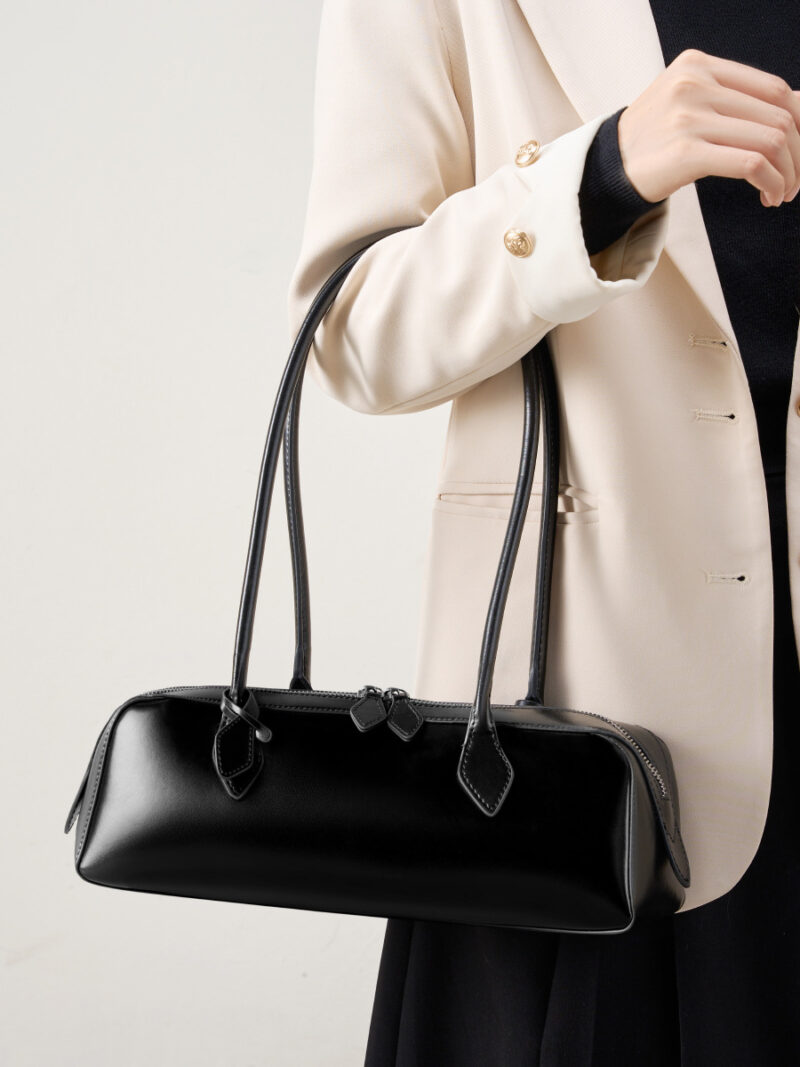 Luxury Genuine Leather Women's Shoulder Baguette Bag - Soft Cowhide Handbag - Image 5