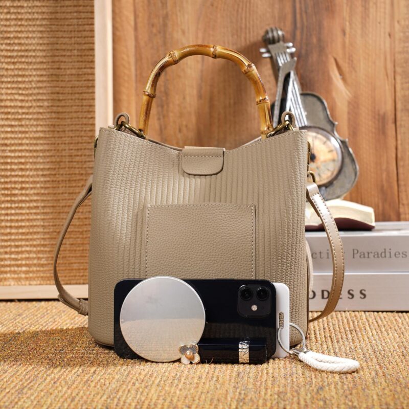 Women's Genuine Leather Bucket Shoulder Bag – Soft, Fashionable & Versatile - Image 6