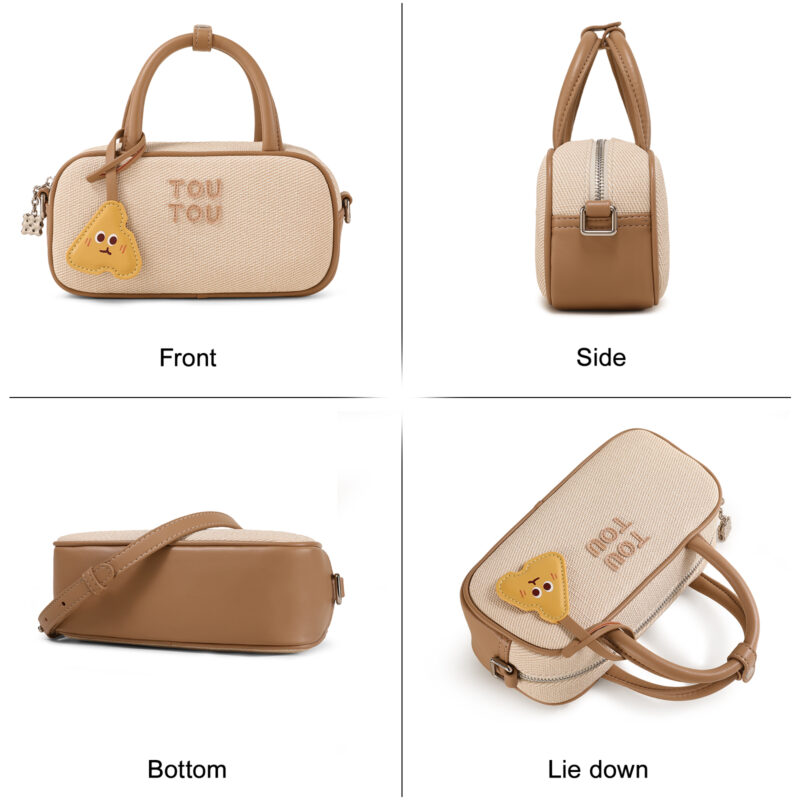 Mini Brown Women's Bowling Shoulder Bag with Adjustable Strap – Chic Casual Purse - Image 6